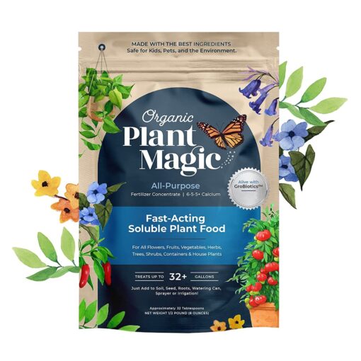 Organic Plant Magic - Truly Organic™ Fast-Acting Water Soluble Plant Food - All-Purpose Fertilizer Concentrate for Flower, Vegetable, Herb, Fruit Tree, Garden & Indoor Houseplants [One 1/2 lb Bag] One 1/2 lb Bag