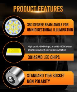New generation 12-24v !Super Bright Low Power !5 x 650 Lumens 1156 1141 1003 3014 54smd Led Light bulb Use for Back Up Reverse Lights,Brake Lights,Tail Lights,Rv lights White 24 71RJtPct TL 1