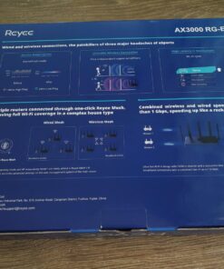 Reyee AX3000 Wi-Fi 6 Router, Dual Band Internet, 802.11ax Wireless, Coverage up to 3,000 Sq. Ft., Gigabit Wan Aggregation, WPA3, Smart VPN for Large Home (RG-E4), 2023 Release 69 71RKEFiK5OL