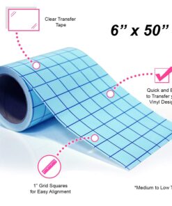 Alternative view of Craftopia transfer paper tape roll 6 inch x 50 feet clear with blue alignment grid, 10 bonus ft perfect for cricut cameo self adhesive vinyl for signs stickers decals walls doors windows 6" x 50'