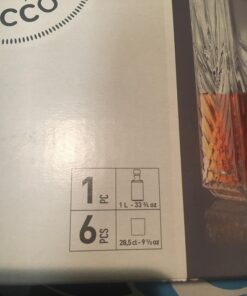 Bormioli Rocco Selecta Collection Whiskey Gift Set – Sophisticated Etched 33.75oz Decanter & 6 9.5oz Glass Tumblers With Starburst Detailing – For Whiskey, Bourbon, Scotch & Liquor 7 Piece Set Standard Packaging 44 71RMHzY3QL