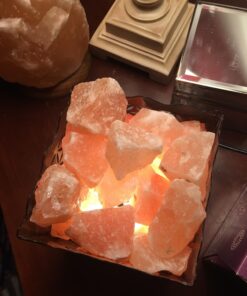 CRYSTAL DECOR Himalayan Pink Salt Lamp Basket & Dimmer Cord Bulb Flower 33 71RNZfGNFlL