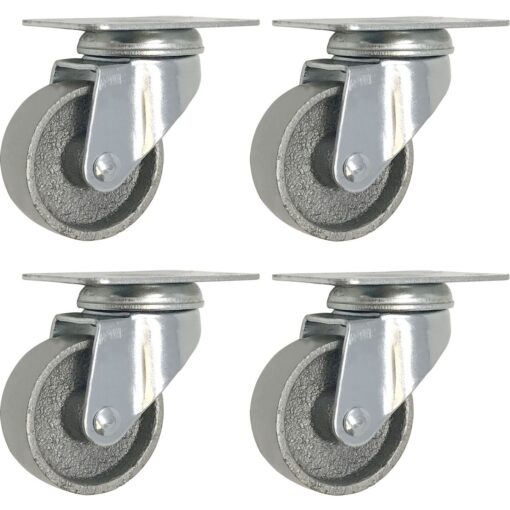 4 All Steel Swivel Plate Caster Wheels Heavy Duty High-gauge Steel Gray (2" METAL SWIVEL CASTER (GRAY) - No Brake) 2" METAL SWIVEL CASTER (GRAY)