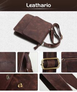 Leathario men's crossbody bag Leather shoulder bag for men messenger Retro PAD Bag Satchel Sling Travel Work Brown-604 15 71RQYZePwwL