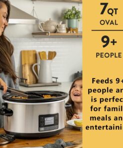 Slow Cooker Programmable 7 Quart - for Family Size 6-8 People, for 6-8 Lb Roast, Turkey, Entrees, Sauces, Stews & Dips with Auto Warm Setting, Timer & Locking Lid, Stainless Steel 7 71RQt4cXzAL