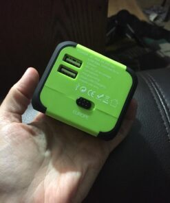 Travel Adapter Uppel Dual USB All-in-one Worldwide Travel Chargers Adapters for US EU UK AU About 152 Countries Wall Universal Power Plug Adapter Charger with Dual USB and Safety Fuse (Green) Green 25 71RSqIFP bL