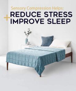 YnM Bamboo Weighted Blanket — 100% Cooling Bamboo Viscose Oeko-Tex Certified Material with Premium Glass Beads (Blue Grey, 60''x80'' 20lbs), Suit for One Person(~190lb) Use on Queen/King Bed Bamboo 60 in x 80 in 20 lb Blue Grey丨bamboo丨original 8 71RTXljT 6S