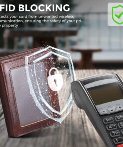 RFID Blocking Front Pocket Slim Leather Bifold Wallet Credit Card Case Holder ID Window small Coffee 13 71RWGrEOXbL