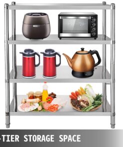 Happybuy Stainless Steel Shelving 47x18.5x60 Inch 4 Tier Stainless Steel Shelving Unit Shelving Units and Storage Heavy Duty Shelf for Kitchen Commercial Office Garage Storage 330lb Per Shelf 19 71RYGmTU nL