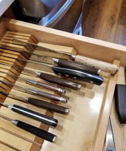 Rev-A-Shelf Dual Row Trim To Fit Knife Block Drawer Organizer with Storage Holder for Kitchen Utensils, 55 Slot Cutlery Tray, Wood, 4WDKB-1 Natural 33 71RYJiDKkDL