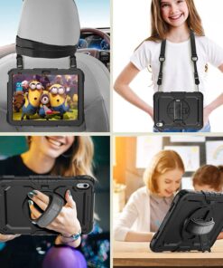 Herize iPad 10th Generation Rugged Protective Case 10.9 Inch with Screen Protector Pen Holder, Handle Shoulder Strap | iPad 10 Case A2757/A2777| Heavy Duty Shockproof | Black 10 71RZgYf42L