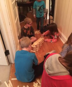 MindWare KEVA Contraptions 400 Plank Wooden Building Blocks Set - Ball Maze and Ball Run – 400 Precision Cut Wooden Planks, 2 KEVA Balls and Idea Book 21 71RZlhvreL