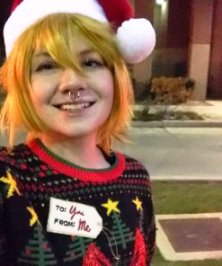 Linfairy Short Blonde Wig Halloween Cosplay Wig For Men Braid with 2 Elf Ear 63 71Ra9HbRs L