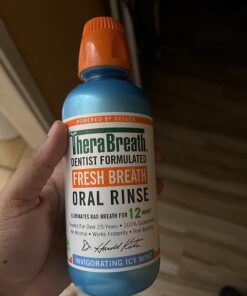 TheraBreath Fresh Breath Mouthwash, Icy Mint Flavor, Alcohol-Free, 16 Fl Oz (Pack of 2) Adult 16 Fl Oz (2-Pack) 28 71RaeMUl1UL