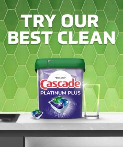 Cascade Platinum Plus ActionPacs Dishwasher Detergent Pods, Mountain, 62 Count Dishwasher Pods, Mountain Scent, 62 Count 28 71RcjDghh1L
