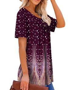 Mystry Zone Womens Henley V Neck Casual Blouse Button Down T Shirts Flare and Flowy Tops 2-dot Purple XX-Large 7 71RdEg66BBL