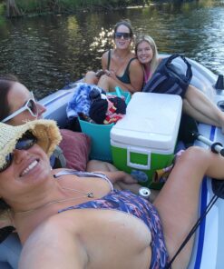 INTEX Excursion Inflatable Boat Series: Includes Deluxe 54in Aluminum Oars and High-Output Pump – SuperStrong PVC – Adjustable Seats with Backrest – Fishing Rod Holders – Welded Oar Locks 4-Person 39 71RdOfEY1oL