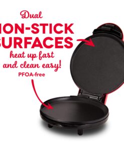DASH 8” Express Electric Round Griddle for for Pancakes, Cookies, Burgers, Quesadillas, Eggs & other on the go Breakfast, Lunch & Snacks - Red 26 71Rdey1BtmL