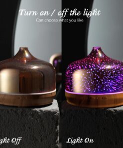 Porseme 500ml Essential Oil Diffuser 3D Glass Aromatherapy Ultrasonic Humidifier - Auto Shut-Off, Timer Setting, BPA Free for Home Hotel Yoga SPA Gift F2-500ml Rose Gold Giant 30 71Rdm 2UoL