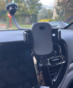1Zero Solid Car Truck Phone Mount Holder with 14-Inch Gooseneck Long Arm, Windshield Window Mobile Holders w/Industrial-Strength Suction Cup, Anti-Shake Stabilizer Compatible All Cell Phones iPhone Black Mirror Surface with Silver Ring 37 71Rehd4hSZL