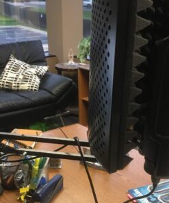 Eastshining Upgraded Adjustable Microphone Suspension Boom Scissor Arm Stand with Shock Mount Mic Clip Holder 3/8'' to 5/8'' Screw Adapter -for Blue Yeti, Snowball & Other Microphones stand with adapter 44 71RgUN19cqL