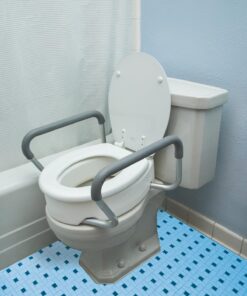 Alternative view of Essential Medical Supply Raised Elevated Toilet Seat Riser for an Elongated Toilet with Padded Aluminum Arms for Support and Compatible with Toilet Seat, Elongated, 19 x 14 x 3.5