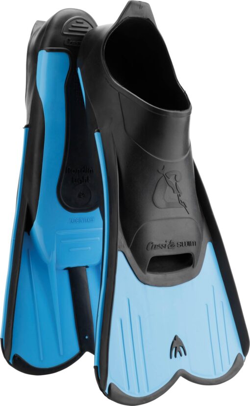 Cressi Short Full Foot Pocket Fins for Swimming or Training in the Pool and in the Sea - Light: made in Italy Blue EU 35/36 | US Man 3.5/4.5 | US Lady 4.5/5.5