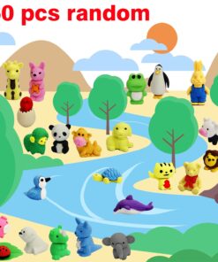 Alternative view of ROSYKIDZ 60PCS Animal Pencil Erasers Bulk for Kids, Take Apart Erasers Toys Desk Pet for Party Favors, Classroom Gifts for Students School Supplies Gift, Easter Basket Stuffers (Random) 60