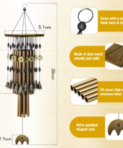 YLYYCC Wind Chimes for Outside,30"Memorial Wind Chimes with 24 Copper Tubes and 16 Copper Bell for Garden, Patio,Window Wind Chime Hanging Decoration, Bronze Memorial Sympathy Wind Chimes Gifts for Mom 24# Wind Chimes 18 71RiaYpYVkL