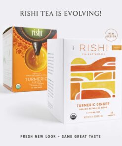 Rishi Tea Turmeric Ginger Herbal Tea | Immune Support, Organic, Caffeine-Free, Ayurvedic, Energy-Boosting | Citrus Flavors for Taste | 15 Sachet Bags, 1.75 oz (Pack of 2) 15 Count (Pack of 2) 10 71RjHRtNSvL
