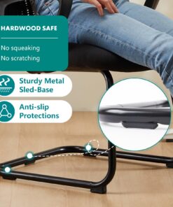 SMUG Desk Chair No Wheels, Mid Back Computer Chair Ergonomic Mesh Office Chair with Larger Seat, Executive Sled-Base Task Chair with Lumbar Support and Armrests for Women Adults, Black Americana 14 71RjQPLfM5L