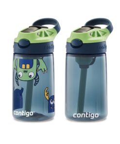 Contigo Aubrey Kids Cleanable Water Bottle with Silicone Straw and Spill-Proof Lid, Dishwasher Safe, 14oz 2-Pack, Blueberry & Monsters 14oz 2 Pack 13 71Rjcvb9urL