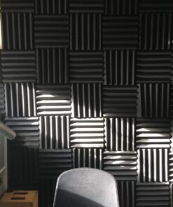 A2S 24 Pack 2-Inch Acoustic Panels w/Adhesive Stickers - Fireproof - SGS Certified - Sound Proof Foam Panels - Non Toxic - Top Quality - Ideal for Home & Studio Sound Deadening - High Density Black 24 pack 54 71Rk 2EwtML