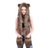 Winter Plush Hooded Scarf Cute Animal Paw Gloves Pocket Soft Earflap Hat 3 in 1 Brown 6 71RkLqZFXuL