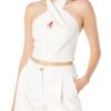 The Drop Women's Gage Vegan Leather Twist Front Halter Top X-Large Ivory