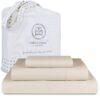 Threadmill Egyptian Cotton Twin Sheet Set | 100% Certified Egyptian Cotton Sheets for Twin Size Bed | Sateen Twin Bed Sheets Set 15" Deep Pocket | Soft Breathable 3-Piece Cooling Sheet Set | Beige Light Beige 11 71RkpP83yS