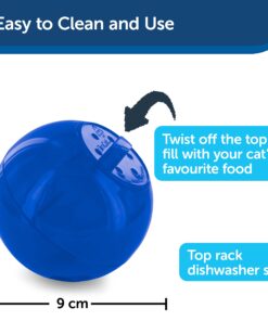 PetSafe SlimCat Meal-Dispensing Cat Toy, Great for Food or Treats, Blue, for All Breed Sizes 15 71RlM6W7EHL