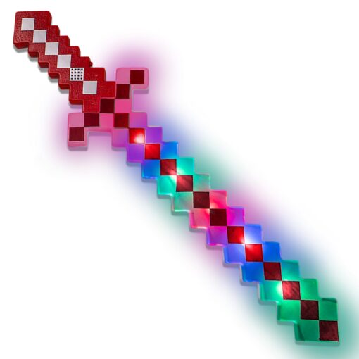 Fun Central LED Light Up Pixel 8-Bit Toy Sword for Kids - Red