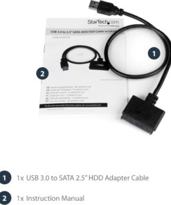StarTech.com SATA to USB Cable - USB 3.0 to 2.5” SATA III Hard Drive Adapter - External Converter for SSD/HDD Data Transfer (USB3S2SAT3CB) USB 3.0 | 2.5" 27 71Ro7rVP2vS