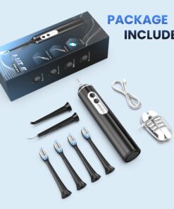 Water Dental Flosser with Electric Toothbrush, One Switch Between Tooth Brush & Water Floss, 3 in 1 Teeth Cleaning Kit with 4 Modes, Water Flosser Portable for Travel and Home (Black) Black 26 71RocinekfL