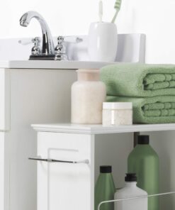 Zenna Home Slim Bath Shelves, Freestanding Moveable Bathroom Storage, White 8 Inch 31 71Rogr99hiL