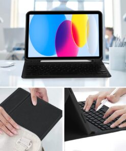 COO Keyboard Case for iPad 10th Generation (2022), Wireless Detachable Keyboard with Premium Protective Cover with Pencil Holder for Apple iPad 2022 10.9 Inch Black for iPad 10th 13 71Rr54dJDPL