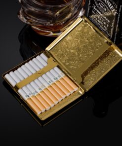 Pure Copper Embossed Arabesque Metal Cigarette Case Cardcase for 100's Cigarettes (Gold) Gold 13 71RrDtQt L