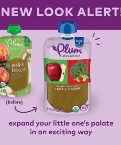 Plum Organics Stage 2 Organic Baby Food - Apple and Broccoli - 4 oz Pouch (Pack of 12) - Organic Fruit and Vegetable Baby Food Pouch Apple,Brocolli 14 71RreBMztjL