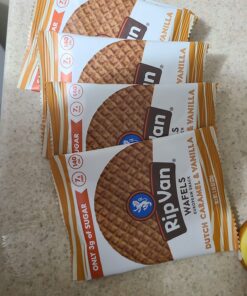 Rip Van WAFELS Dutch Caramel & Vanilla Stroopwafels, Healthy Non GMO, Low Calorie / Sugar Office Snacks, Keto Friendly, (3g), 12 Count (Packaging May Vary) 1.16 Ounce (Pack of 12) 38 71Rrw kdn6L 2
