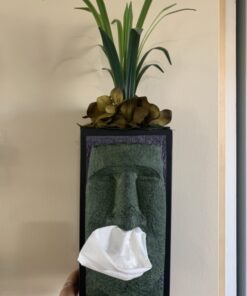 Tiki Head Tissue Box Cover - Green Face with Black Sides Black & Green 39 71RsF9JgML