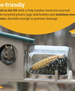 Birds Choice SNSQJAR Recycled Squirrel Jar Feeder, Squirrel Feeders, 7-1/4"L X 19"W X 15-3/4"H, Taupe w/ Green Roof 26 71RtGC6HqqL