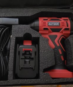 AUTDER Tire Inflator Air Compressor, 21V Battery Powered Tire Pump, 180PSI Pistol-shaped Handheld Air Pump with Digital Pressure Gauge, Automatically Shut Off, Perfect for Cars, Motorcycles, Bikes Red 24 71Ru1XR5adL