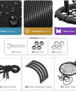 Sorbus Saucer Tree Swing- Kids Outdoor Disc Round Swing - 24" Heavy Duty 220lbs Seat- Easy Install Flying Saucer Web Circle Swing- Perfect for Gift,Playground, Birthday, Xmas, IndoorOutdoor Tire Swing Net Seat 24 inch 21 71RucgLXYhL