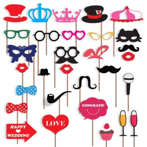 Wedding Photo Booth Props new design 2015, wedding decorations, birthday party photo props, attached to the stick NO DIY required only from USASales Seller (Style 1)